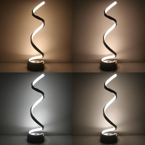  SkyeyArc Vertical Spiral Dimmable LED Table Lamp, Curved LED Desk Lamp, Contemporary Minimalist Lighting Design, Multiple Color Temperature Light, 12W, Black