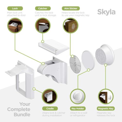  [아마존 핫딜] [아마존핫딜]Skyla Homes Child Safety Magnet Locks (12-Pack) Best Baby Proofing Lock for Kitchen Cabinet, Drawer, Cupboard - No Tool or Drill with 3M Adhesive, Cabinets Door Locking, Magnetic Latches Kit b