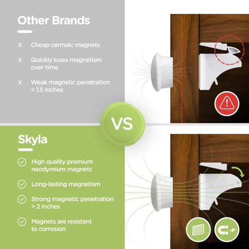  [아마존 핫딜] [아마존핫딜]Skyla Homes Child Safety Magnet Locks (12-Pack) Best Baby Proofing Lock for Kitchen Cabinet, Drawer, Cupboard - No Tool or Drill with 3M Adhesive, Cabinets Door Locking, Magnetic Latches Kit b