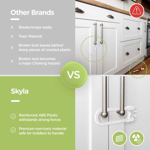  [아마존베스트]Skyla Homes - Sliding Cabinet Locks (8-Pack) 5 inch, Multi-Purpose Child Safety Lock, Hassle Free No Tools or Drilling Required, Best for Baby Proofing, Strong ABS Free Plastic Kno