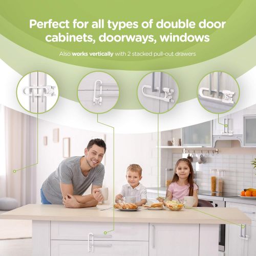  [아마존베스트]Skyla Homes - Sliding Cabinet Locks (8-Pack) 5 inch, Multi-Purpose Child Safety Lock, Hassle Free No Tools or Drilling Required, Best for Baby Proofing, Strong ABS Free Plastic Kno