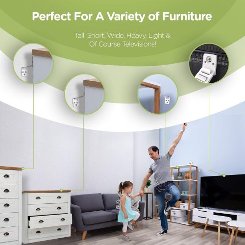  [아마존베스트]Skyla Homes - TV and Furniture Anchors (6-Pack) Anti Tip Wall Mount Straps for Baby Proof Safety, Best Adjustable Earthquake Resistant Strap, Safe Dresser n Bookshelf Child Proofin