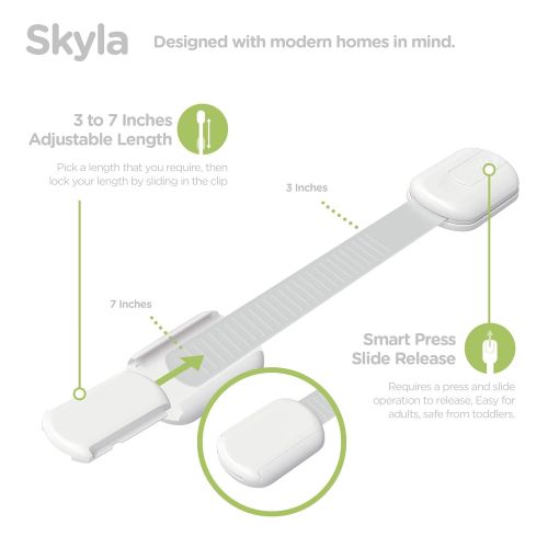  [아마존베스트]Skyla Homes - Child Safety Cabinet Locks (8-Pack) | No Tools | Baby & Child Proof Drawers, Cabinets, Oven, Toilet Seat, and More | Multi-Purpose Use | No Drilling Needed | Super St