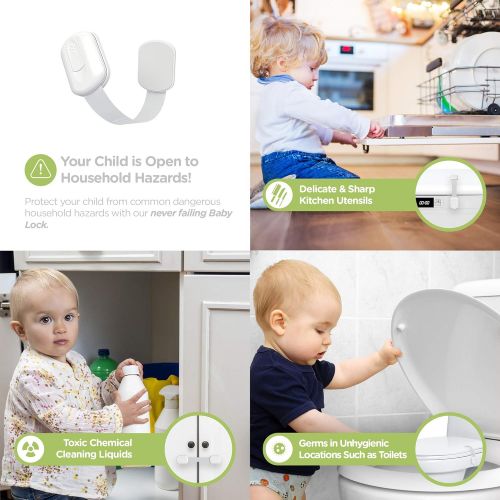  [아마존베스트]Skyla Homes - Child Safety Cabinet Locks (8-Pack) | No Tools | Baby & Child Proof Drawers, Cabinets, Oven, Toilet Seat, and More | Multi-Purpose Use | No Drilling Needed | Super St