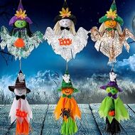Skylety 6 Pieces Halloween Hanging Ghost Decoration Pumpkin Ghost Straw Windsock Pendant Scary Halloween Ghost Garden Decoration Halloween Hanging Doll Pendant for Home Yard Outdoo