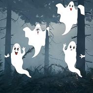 Skylety 4 Pieces Halloween Ghost Hanging Decoration, 50 Inch Hanging Ghosts, Hallowmas Tree Friendly Spooky Party Supplies, Ghosts Outdoor Decorations for Halloween Outdoor Decorations Par
