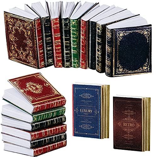  Skylety 24 Pieces 1:12 Scale Miniatures Dollhouse Books Assorted Miniatures Books Dollhouse Mini Books Dollhouse Decoration Accessories Doll Toy Supplies for Pretend Play (Printed Style)