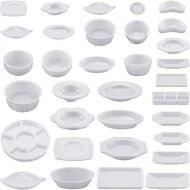Skylety 33 Pieces 1:12 Dollhouse Miniature Decoration Accessory Dollhouse Miniature Kitchen Tableware Plastic Mini Plate Dishes Cups Bowl Set Micro Decoration for Dolls House Acces