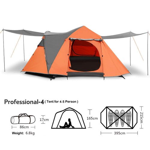  Skylink Family Camping Tent with Instant Setup - 4 Door Pop up Tent for 4-6 Person