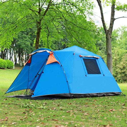  Skylink Family Camping Tent with Instant Setup - 4 Door Pop up Tent for 4-6 Person