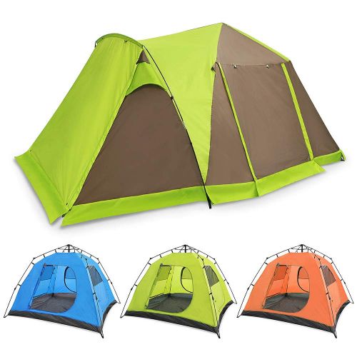  Skylink Family Camping Tent with Instant Setup - 4 Door Pop up Tent for 4-6 Person