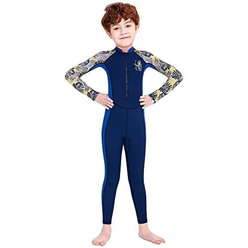  Skyone Kids Full Body Swimsuit for Girls Boys Rash Guard Long Sleeve Wetsuit Skin One Piece Children Swimwear,Quick Dry Water Sports