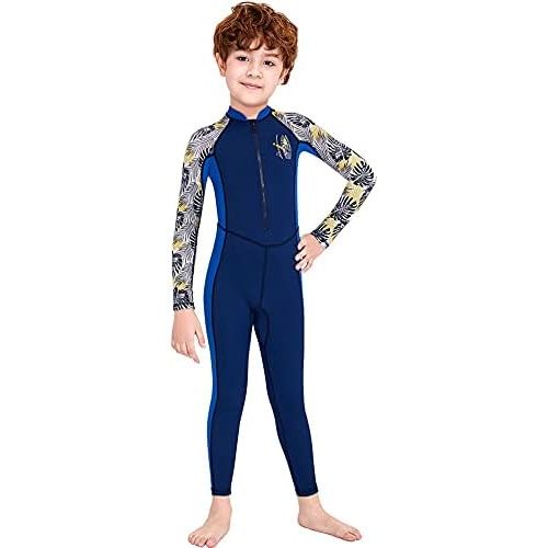  Skyone Kids Full Body Swimsuit for Girls Boys Rash Guard Long Sleeve Wetsuit Skin One Piece Children Swimwear,Quick Dry Water Sports