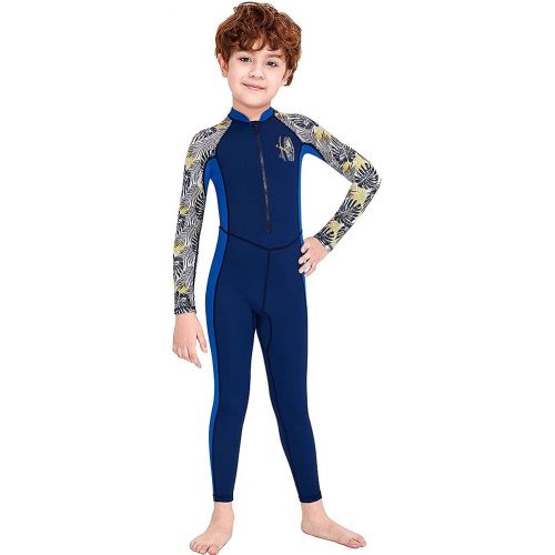  Skyone Kids Full Body Swimsuit for Girls Boys Rash Guard Long Sleeve Wetsuit Skin One Piece Children Swimwear,Quick Dry Water Sports