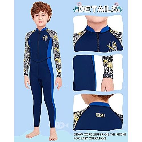  Skyone Kids Full Body Swimsuit for Girls Boys Rash Guard Long Sleeve Wetsuit Skin One Piece Children Swimwear,Quick Dry Water Sports