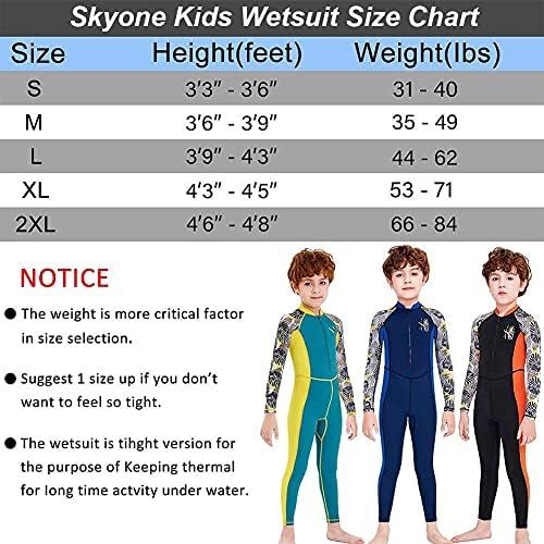  Skyone Kids Full Body Swimsuit for Girls Boys Rash Guard Long Sleeve Wetsuit Skin One Piece Children Swimwear,Quick Dry Water Sports