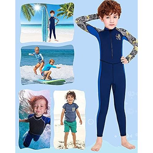  Skyone Kids Full Body Swimsuit for Girls Boys Rash Guard Long Sleeve Wetsuit Skin One Piece Children Swimwear,Quick Dry Water Sports