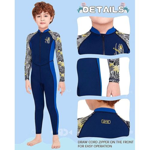  Skyone Kids Full Body Swimsuit for Girls Boys Rash Guard Long Sleeve Wetsuit Skin One Piece Children Swimwear,Quick Dry Water Sports