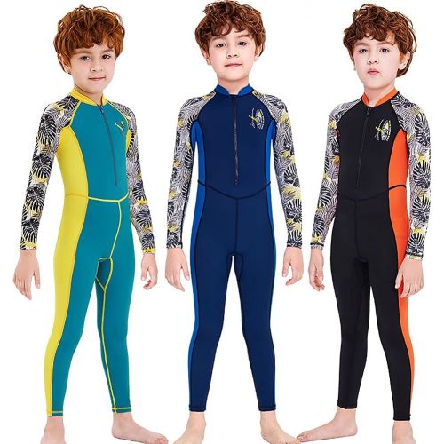  Skyone Kids Full Body Swimsuit for Girls Boys Rash Guard Long Sleeve Wetsuit Skin One Piece Children Swimwear,Quick Dry Water Sports