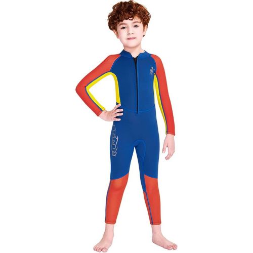  Skyone Kids Wetsuit for Girls Boys Toddlers Neoprene Full Body Thermal Swimsuit 2.5MM Surf Suit for Youth Teen, One Piece Children Warm Wetsuits Long Sleeve Scuba Suits for Diving Snorkel