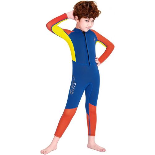  Skyone Kids Wetsuit for Girls Boys Toddlers Neoprene Full Body Thermal Swimsuit 2.5MM Surf Suit for Youth Teen, One Piece Children Warm Wetsuits Long Sleeve Scuba Suits for Diving Snorkel