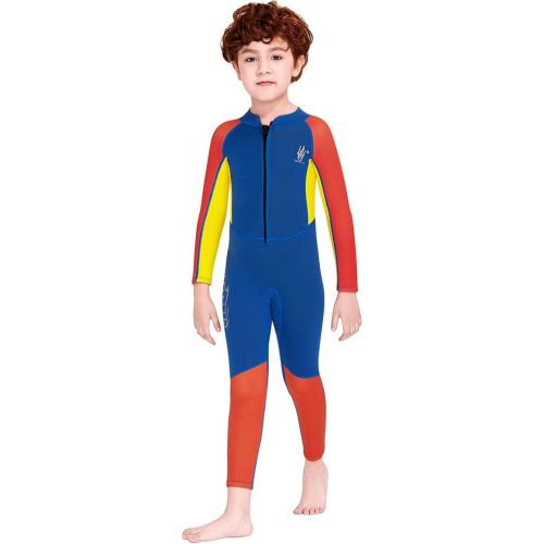  Skyone Kids Wetsuit for Girls Boys Toddlers Neoprene Full Body Thermal Swimsuit 2.5MM Surf Suit for Youth Teen, One Piece Children Warm Wetsuits Long Sleeve Scuba Suits for Diving Snorkel