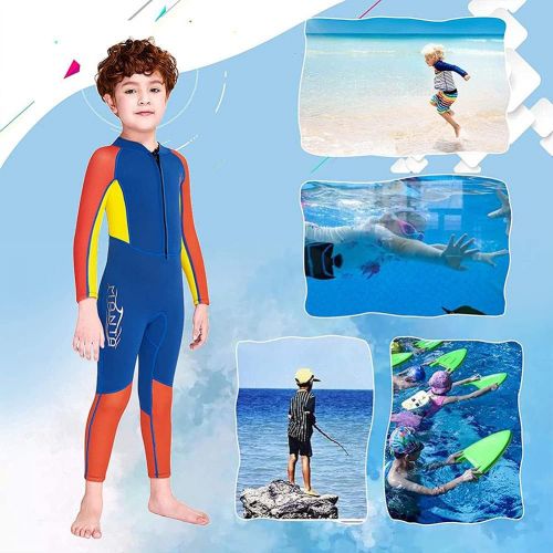  Skyone Kids Wetsuit for Girls Boys Toddlers Neoprene Full Body Thermal Swimsuit 2.5MM Surf Suit for Youth Teen, One Piece Children Warm Wetsuits Long Sleeve Scuba Suits for Diving Snorkel