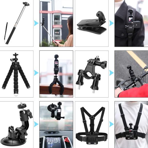  Skyreat Expansion Accessories Kit for DJI Osmo Pocket Handheld Camera Mounts Chest Strap Bike Car Backpack Clip Mount Tripod Holder for Osmo Pocket