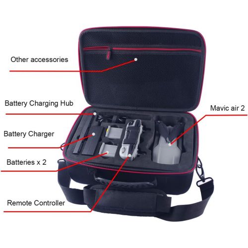  [아마존베스트]Skyreat Hard Carrying Case Compatible with DJI Mavic Air 2 Fly More Combo, Fit for Remote Controller, 2 Extra Batteries,Battery Charger and Other Accessories