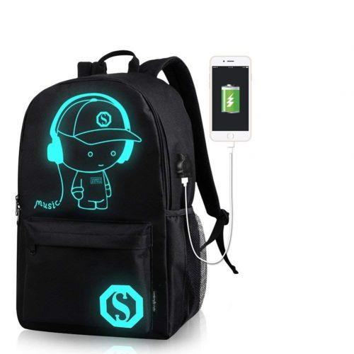  Skysep School Bags Anime Luminous Backpack Canvas Shoulder Daypack Boy Rucksack (Music Kid)