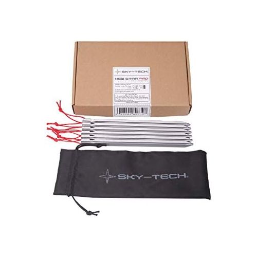  Skytech Tent Stakes, Lightweight Heavy Duty with Reflective Aluminium Metal with Reflective Rope