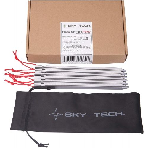  Skytech Tent Stakes, Lightweight Heavy Duty with Reflective Aluminium Metal with Reflective Rope