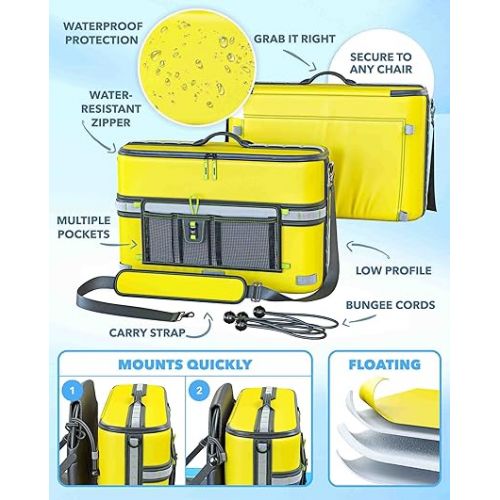  Skywin Kayak Cooler Behind Seat - Waterproof Kayak Seat Back Cooler for Kayaks - Compatible with Lawn-Chair Style Seats, Kayak Accessories Stores Drinks and Keeps Them Cool All Day Kayaking