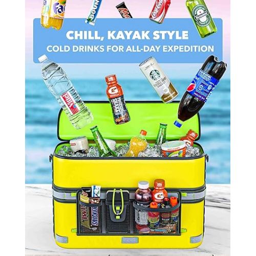  Skywin Kayak Cooler Behind Seat - Waterproof Kayak Seat Back Cooler for Kayaks - Compatible with Lawn-Chair Style Seats, Kayak Accessories Stores Drinks and Keeps Them Cool All Day Kayaking