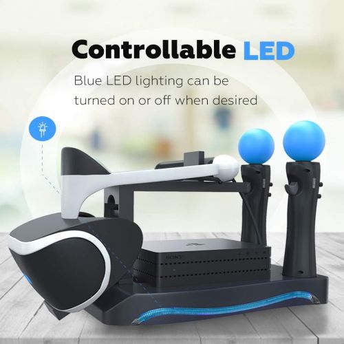  [아마존베스트]Skywin PSVR Stand - Charge, Showcase, and Display Your PS4 VR Headset and Processor - Compatible with Playstation 4 PSVR - Showcase and Move Controller Charging Station