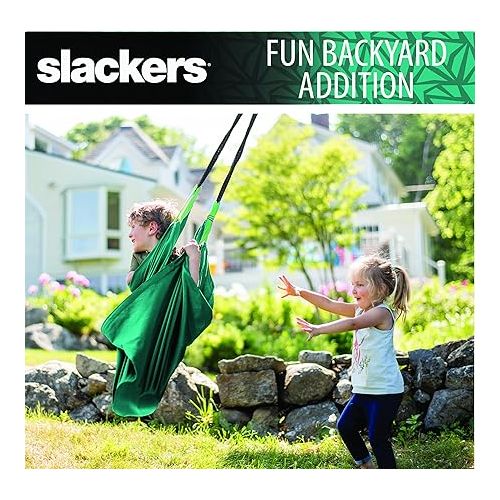  Slackers Hammock Swing- Easily Attach to Your Favorite Backyard Tree, Swing Set, or Slackers Build a Branch - The Perfect Family Fun Addition to Your Backyard Adventures - Recommended for Ages 3+