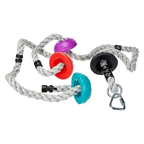  Slackers 8 ft Multi-Color Climbing Rope - Best Outdoor Ninja Warrior Training Equipment for Kids - A Great Addition to Your Backyard Ninjaline Obstacle Course