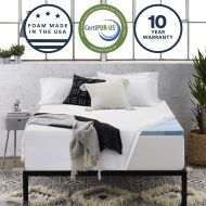 Sleep Innovations 2.5-inch Gel Memory Foam Mattress Topper with 100% Cotton Cover Queen, Made in The USA with a 10-Year Warranty