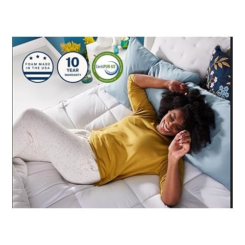  Sleep Innovations Cooling Comfort Gel Memory Foam Dual Layer Mattress Topper, 4 Inch, King Size, Pillow Top Cover