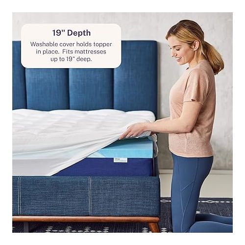  Sleep Innovations Cooling Comfort Gel Memory Foam Dual Layer Mattress Topper, 4 Inch, King Size, Pillow Top Cover