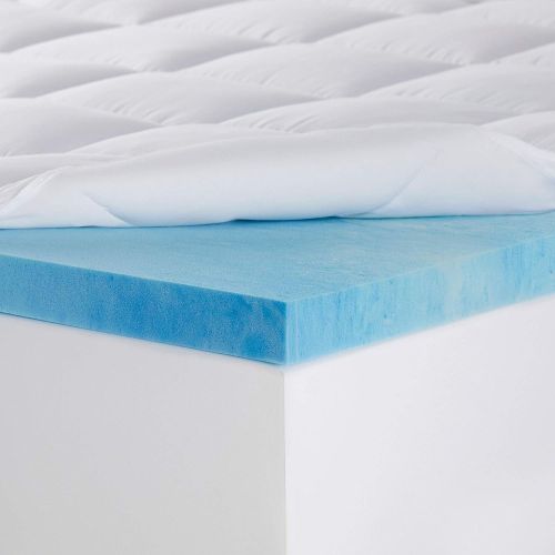  Sleep Innovations Gel Memory Foam 4-inch Dual Layer Mattress Topper, Made in the USA with a 10-Year Warranty - Queen Size