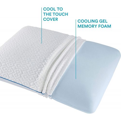  Sleep Innovations Forever Cool Gel Memory Foam Pillow with Cooling Cover, Made in The USA with a 5-Year Warranty - Standard Size