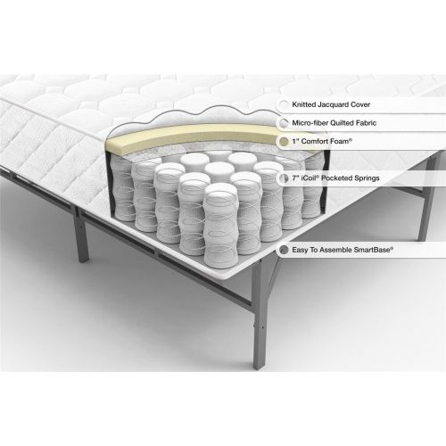  Sleep Master 8 Coil Mattress and Easy to Assemble Smart Platform Metal Bed Frame, Twin