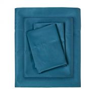 Sleep Philosophy 300TC Liquid King, Casual Silk Cotton, Teal Bed Set 4-Piece Include Flat, Fitted Sheet & 2 Pillowcases