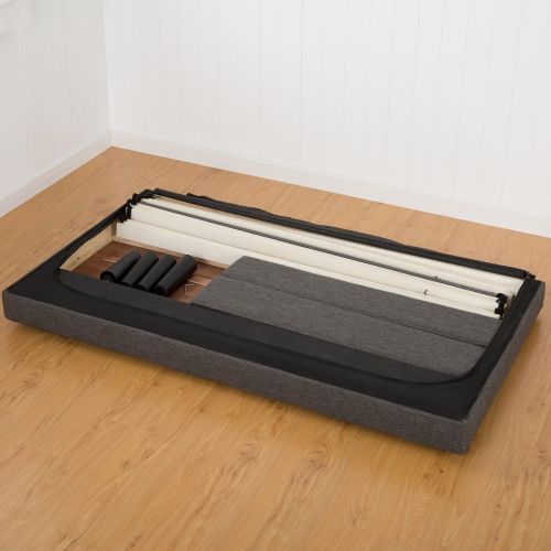  Sleep Revolution Upholstered Square Stitched Platform Bed with Wooden Slats, Queen