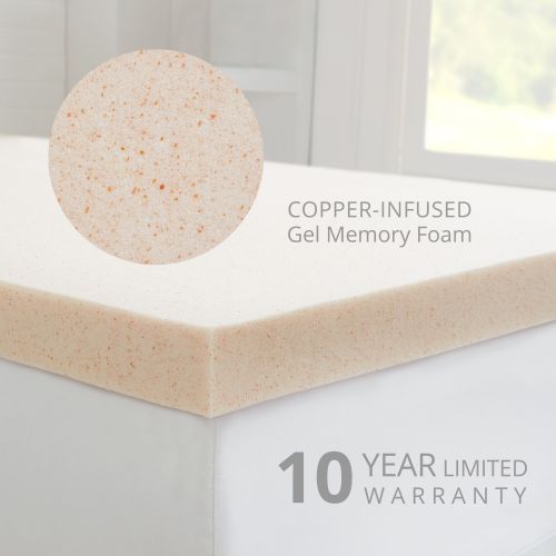  Sleep Studio CopperFresh 2-Inch DORM Gel Memory Foam Mattress Topper