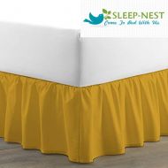 Sleep-Nest Hotel Quality 600 TC Natural Cotton Queen Size 1-Pcs Split Corner Dust Ruffle Bed Skirt 24 Inch Drop Length Easy Fit, Wrinkle & Fade Resistant, Gold Solid
