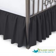Sleep-Nest Hotel Quality 600 TC Natural Cotton Queen Size 1-Pcs Split Corner Dust Ruffle Bed Skirt 12 Inch Drop Length Easy Fit, Wrinkle & Fade Resistant, Black Solid