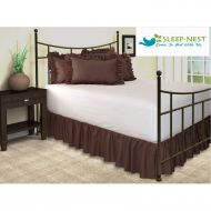 Sleep-Nest Hotel Quality 600 TC Natural Cotton Queen Size 1-Pcs Split Corner Dust Ruffle Bed Skirt 26 Inch Drop Length Easy Fit, Wrinkle & Fade Resistant, Brown Solid