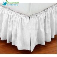 Sleep-Nest Hotel Quality 600 TC Natural Cotton Full Size 1-Pcs Split Corner Dust Ruffle Bed Skirt 17 Inch Drop Length Easy Fit, Wrinkle & Fade Resistant, White Striped